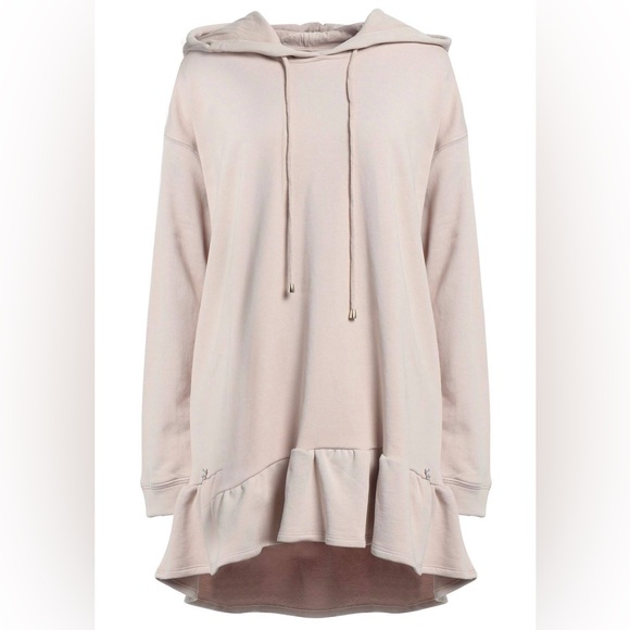 Kaos Dresses & Skirts - Kaos Beige Hoodie Mini Dress with Ruffle Hem cotton Hood Dress